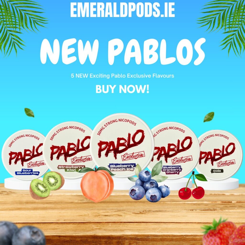 Discover the 5 new Pablo flavours of 2025 – Cola, Blueberry Cranberry Cherry, Blueberry Peach Ice, Strawberry Kiwi & Sour Blueberries.